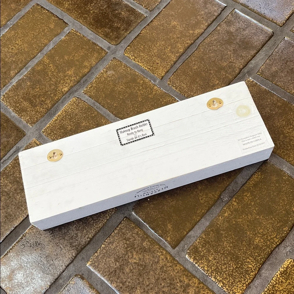 Mercantile Design Hello Gorgeous White & Gold Farmhouse Makeup Brush Holder